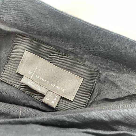 NEW ANTHROPOLOGIE Dress Size 10 NWOT One Shoulder 100% Linen Black Faux Wrap - Picture 6 of 16